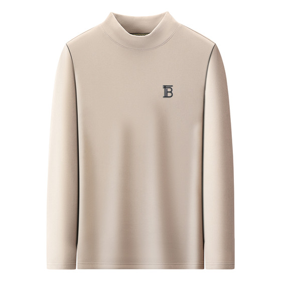 
Authentic Italian German velvet long-sleeved T-shirt for men in autumn and winter half turtleneck double-sided velvet inner with slim bottoming shirt top