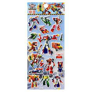 Caobao car god toy sticker heavy work team deformation car stereo 3D bubble post children's boy baby sticker