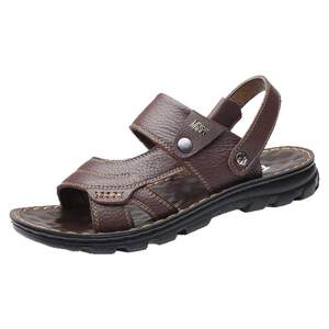 
Scarecrow Sandals Men's Genuine Leather Summer Cowhide Beach Shoes Casual Soft Sole Non-Slip Dual-Purpose Breathable Dad Sandals Slippers