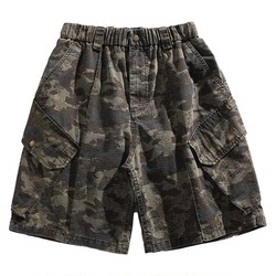 American retro camouflage cotton multi-pocket cargo shorts