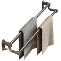 Gray Bathroom Towel Rack Shelf | Wall-Mounted | Double-Rod | Space Aluminum