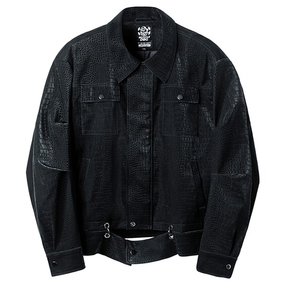 
Muscle Dog Removable Hem Autumn and Winter Leather Jacket Men's Trendy American Loose Casual Fitness Jacket Jacket