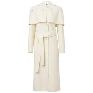 
MAXRIENY Elegant New Chinese Style Woolen Coat Waist Belted Wool Jacket Mid-Length