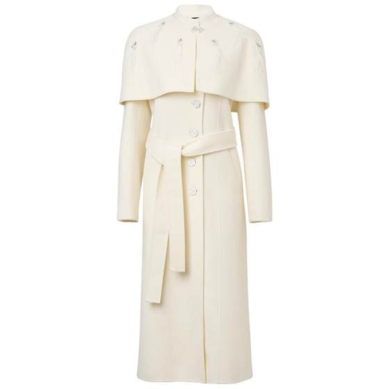 
MAXRIENY Elegant New Chinese Style Woolen Coat Waist Belted Wool Jacket Mid-Length