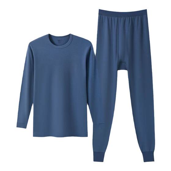 Three guns thermal underwear men's pure cotton autumn clothes and long pants women's round neck anti-static suit couple style without side seams New Year red
