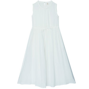 
Reminiscing the old ramie round neck sleeveless dress for women in spring and summer 2025 new high-waist long skirt white skirt vest skirt