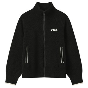 
FILA official woven sweater jacket for women winter new loose long-sleeved warm sweater snowflake velvet top