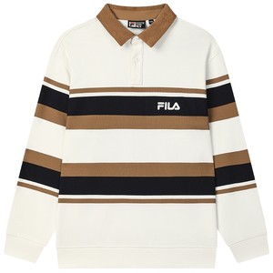 
FILA official men's knitted long-sleeved POLO shirt 2025 spring new contrasting pure cotton loose top