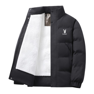 
Playboy down jacket men's winter velvet thickened cotton coat loose large size bread coat stand collar jacket jacket