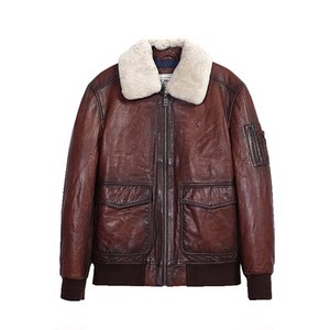 
MCS men's clothing originated from Marlboro autumn and winter sheep fur collar warm genuine leather leather jacket fashionable casual jacket men