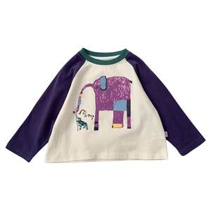 
Children's pure cotton T-shirt Spring and Autumn Boys' round neck fashionable rabos sleeve base shirt soft medium children color long-sleeved top