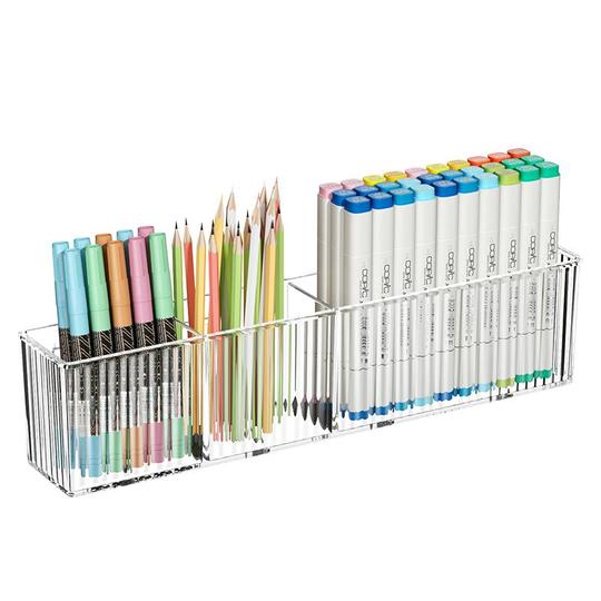 Desk Pen Organizer Holder - 4 Compartment Vertical Pencil Cup For Pens, Markers, Makeup Brushes