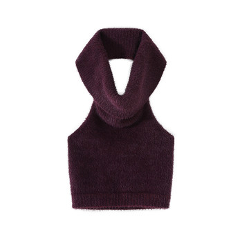 F PROJECT stacked collar and shoulder-dewed sleeveless knitted vest for women spring and summer short top
