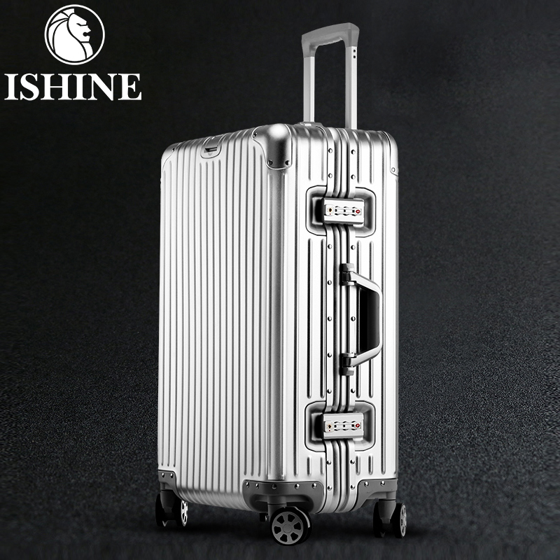 ISHINE 爱闪耀 全铝镁合金拉杆箱万向轮行李箱男女24密码登机箱20寸商务旅行箱子