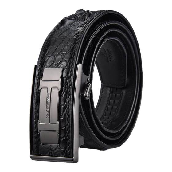 
Hush Puppies high-end inner wear belt men's gift genuine business crocodile leather pants genuine leather belt wooden gift box