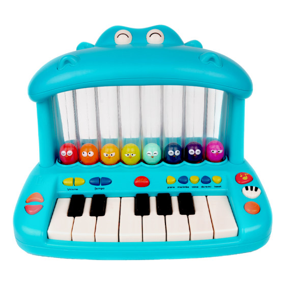 B.Toys Hippo piano, infant, and children music electronic piano, baby early education instrument toys soft lighting