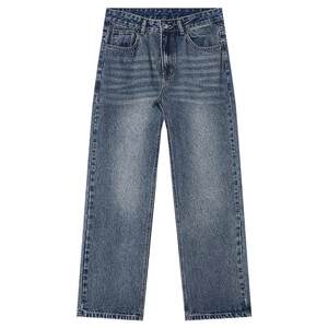 
Thickened jeans for men with stonewashing process, 2024 autumn and winter warm casual long pants, straight and loose