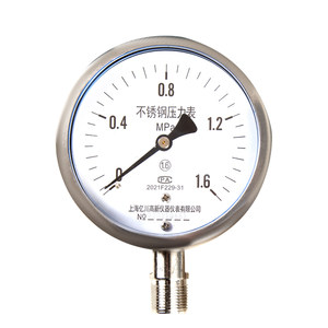 Y100BF Yichuan 304 full stainless steel pressure gauge Y60BF anti -corruption anti -rust resistance high -temperature steam boiler pressure gauge