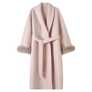 
SNIDEL2025 autumn and winter new lapel furry sleeve woolen coat mid-length wool coat SWFC254316