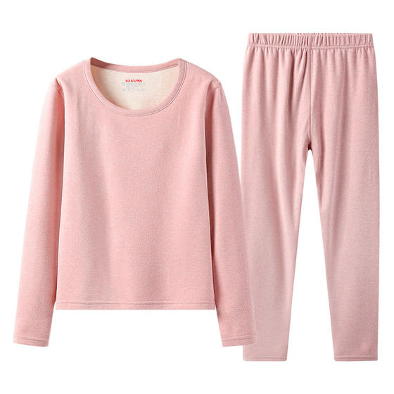 
Girls' thermal underwear, junior and high school students' autumn clothes and long trousers set, German velvet plus velvet and thickened school uniform artifact with down inside