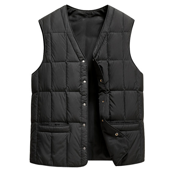 
Snow flying down vest men wear middle-aged and elderly dad outfits autumn and winter cotton vest warm down vest