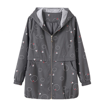 2025 Spring and Autumn New Middle-aged and Elderly Coat Women's Loose and Fashionable Large Size Mother's Pure Cotton Trench Coat Women's Polka Dot Top
