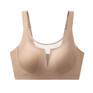 
Tingmei V gauze underwear big breasts show small breasts liquid foundation full cup invisible seamless lace women's summer thin bra