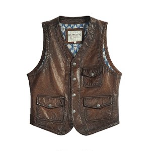 
MCS men's clothing originated from Marlboro's new slim-fit American retro sheepskin leather jacket leather vest