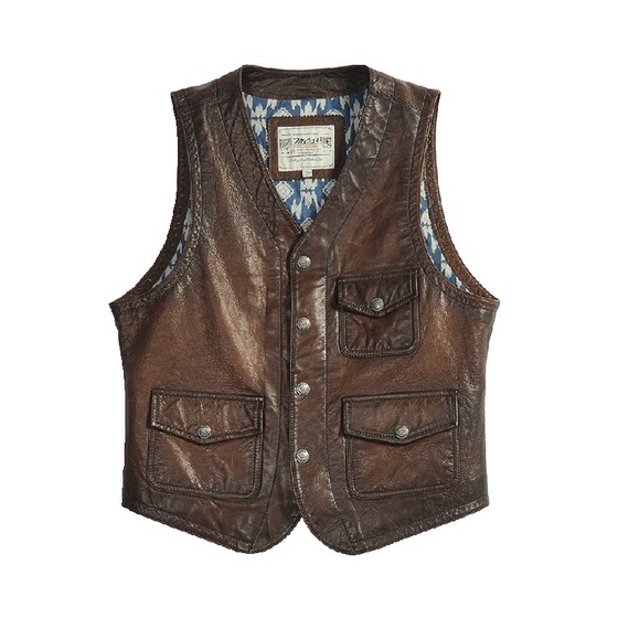 
MCS men's clothing originated from Marlboro's new slim-fit American retro sheepskin leather jacket leather vest