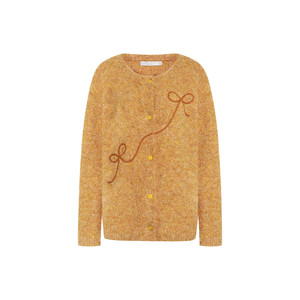 
Kroche sunset velvet heavy bow three-dimensional embroidery wool blended loop yarn sweater cardigan