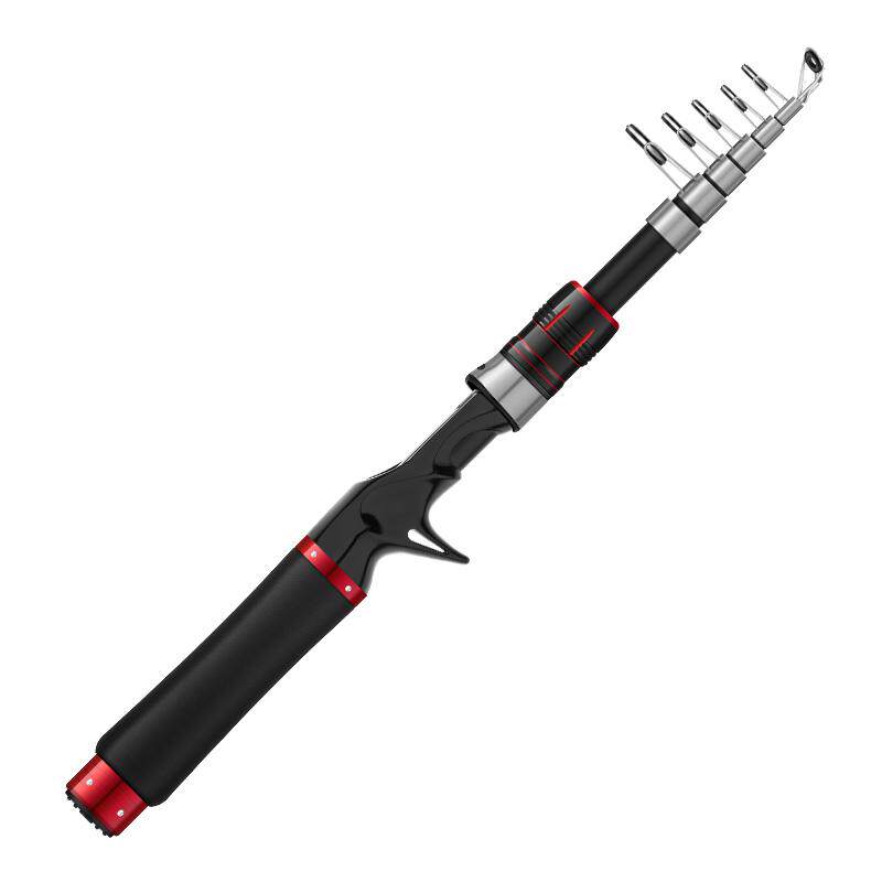 Mini Canne à Mer Extensible Carbone – Petite Canne Télescopique Noire, Idéale Pêche Voyage