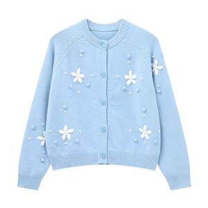 
Basic House/Baijia Hao Personalized Button Cardigan Sweater 2026 Spring Three-dimensional Flower Decorated Gentle Top