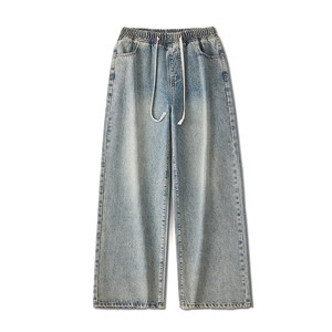 
American high street retro high-end jeans men's spring and autumn 2026 new loose straight wide-leg pants for boys