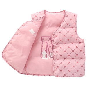 Disney children's clothing children's down cotton vest boy autumn and winter vest girl baby boy double-sided shoulders
