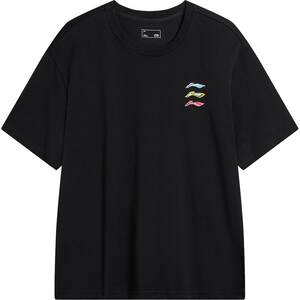 Li Ning short-sleeved men's summer men's sports top thin clothes loose half-sleeved sweat-absorbing black T-shirt men