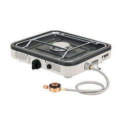 Outdoor portable split safety cassette stove with built-in baking pan