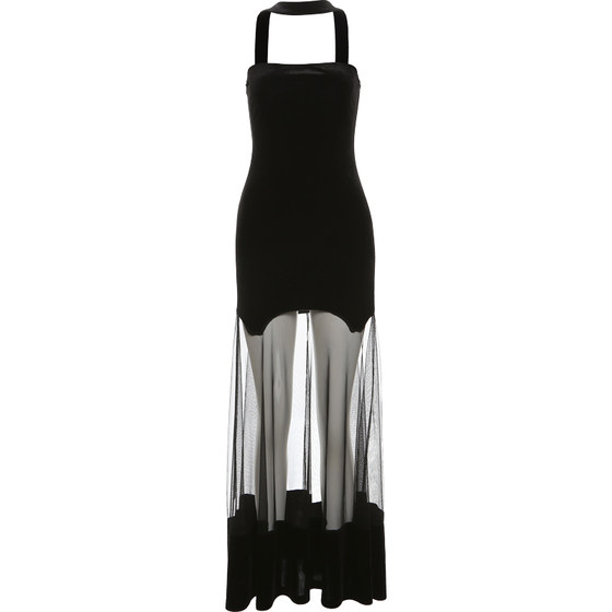 Weird girl temperament Royal Sister Wind Hanging High waist Slender Hip skirt hot girl BI preparatory network gauze splicing long skirt
