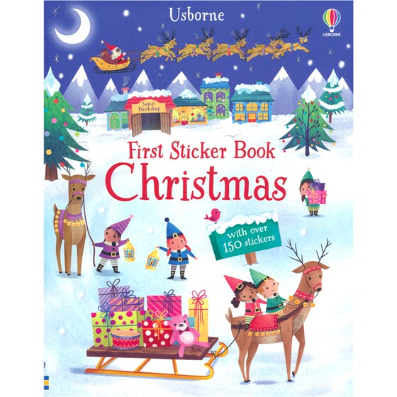 Usborne First Sticker Book  Christmas with over 150 stickers 尤斯伯恩圣诞贴纸书 主题场景互动 超过150个贴纸 英文原版图书