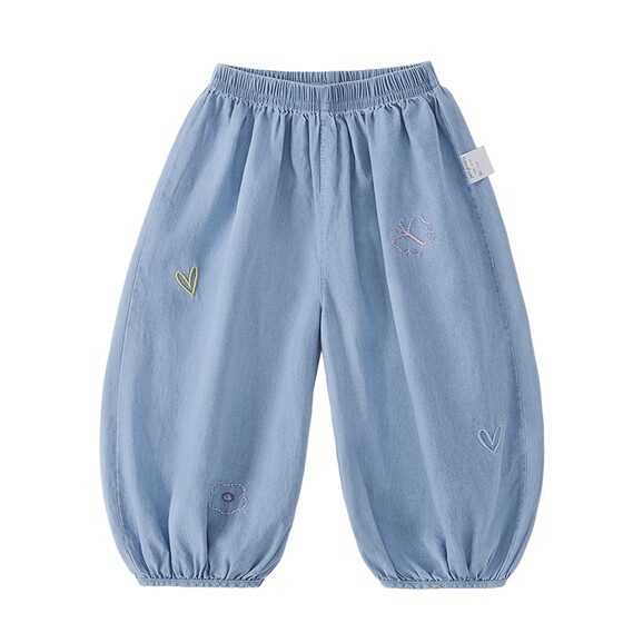 
[100% Cotton] Girls Jeans Children's Pure Cotton Pants Antibacterial Children's Trousers Thin Baby Bloomers Summer