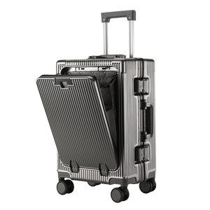 
Popular high-quality suitcase with front opening, front opening, pull rod, aluminum frame, large capacity 20-inch suitcase that can be taken on the plane