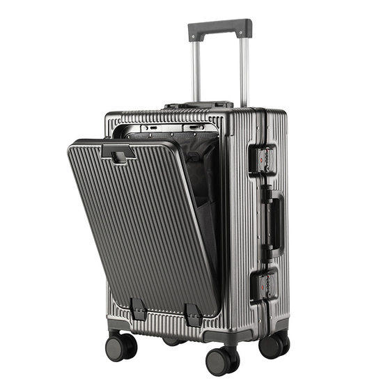 
Popular high-quality suitcase with front opening, front opening, pull rod, aluminum frame, large capacity 20-inch suitcase that can be taken on the plane