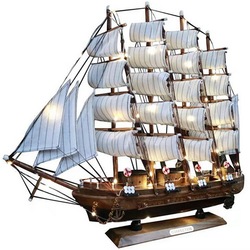 Mediterranean Large Sailing Ship Model Living Room Home Decoration Small Furnishings Wine Cabinet Gift Smooth Sailing Ship Model