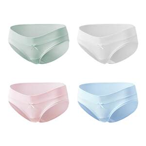 October Crystal Pregnant Maternal Women's Underwear Two Belly During the Pregnancy During the low -waisted bottom large size non -traceless maternal underwear U -shaped 4 group
