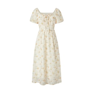 
Mossak summer style French pastoral floral sweet lantern sleeve high waist long dress for women