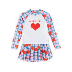 
ILOVEJ children's clothing summer new style girls split swimsuit sun protection swimming trunks love 3-piece set/SWUSW07