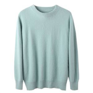 
2025 new autumn men's thin round neck pullover cashmere knitted loose round neck wool sweater solid color base sweater