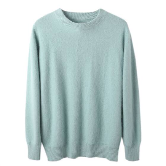 
2025 new autumn men's thin round neck pullover cashmere knitted loose round neck wool sweater solid color base sweater