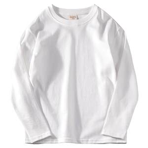 
Heavy 280g children's bottoming shirt, school uniform, Bambina children's clothing, boys' long-sleeved T-shirt, pure cotton white top