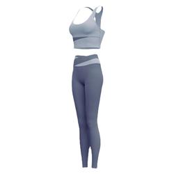Stitched And Contrasting Color Women's Shock-proof Quick-drying Fitness Suit Running Sports Tight-fitting Butt-lifting Nude Yoga Clothes