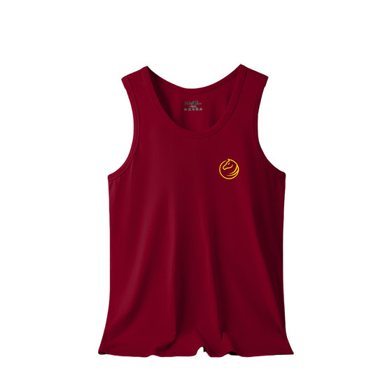 
2026 Year of the Horse Zodiac Year Vest Men's Burgundy Cotton Suspender Thin Vest Waistcoat Large Size Underwear Set